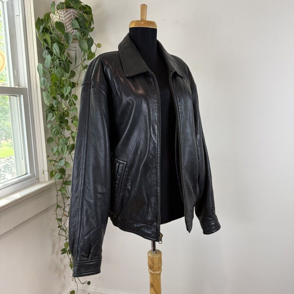 Vintage Lambskin Leather Black Bomber Jacket | Buttery Soft, Small - Picture 3 of 12